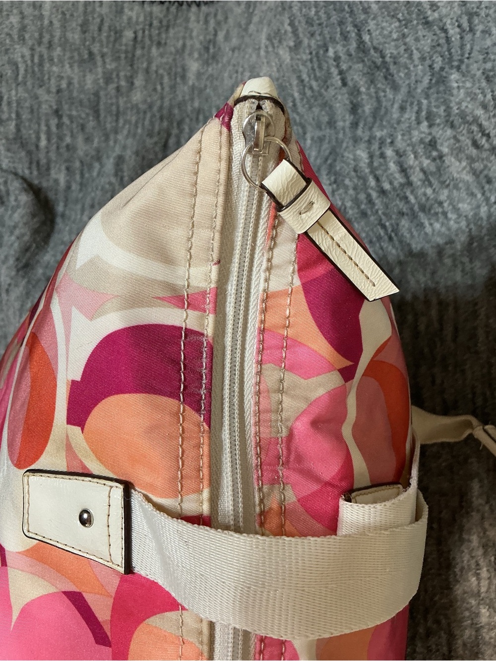 Handbag-Coach Tote Bag Poppy Daisy Kaleidoscope Signature Y2K Print Pink/Orange - Picture 10 of 10
